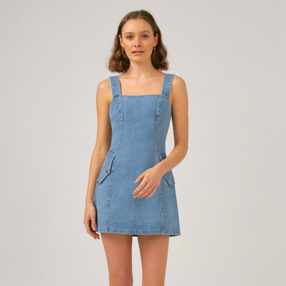[NWT] BKNR /THE FIFTH LABEL Marshall Dress Light Denim Blue XS